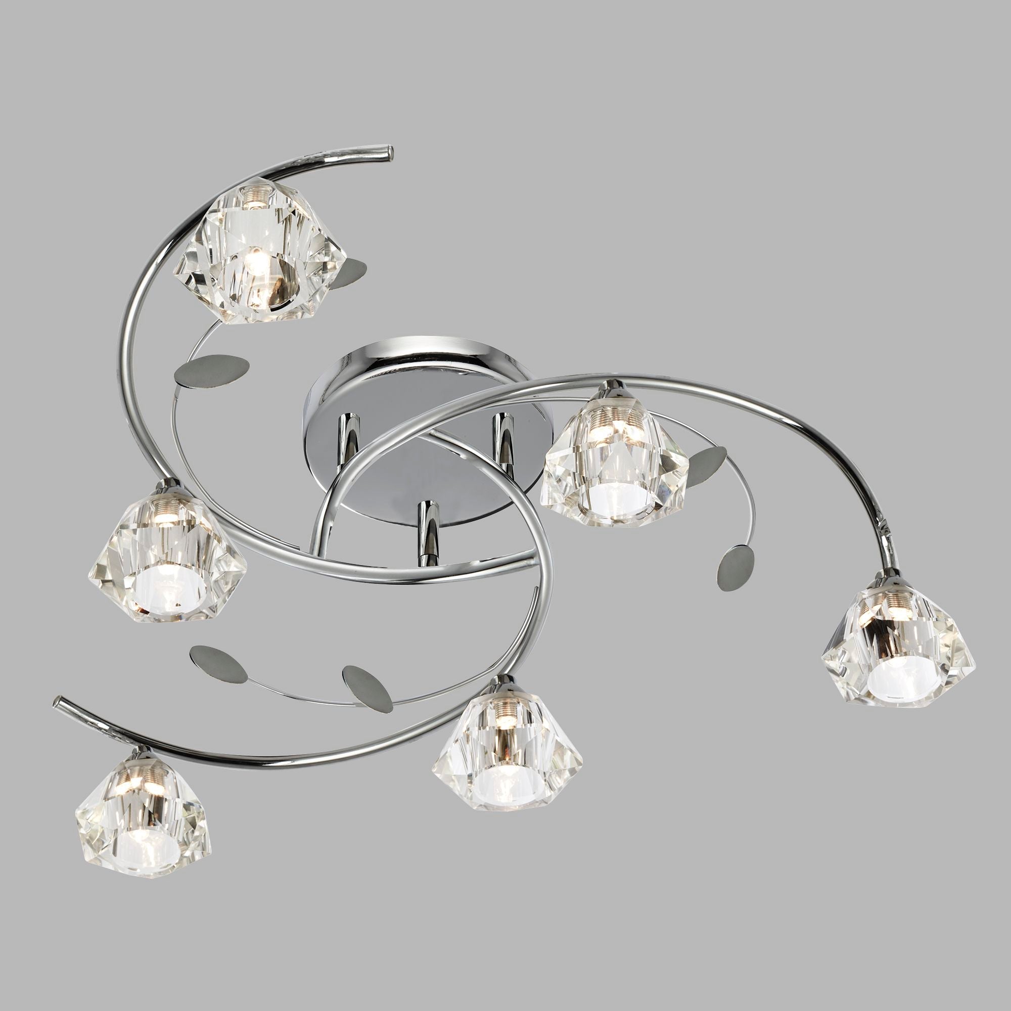 Freyza – 6-Light Chrome & Clear Glass Semi-Flush Ceiling Light | Indoor Lighting Fixture with G9 Bulb Fittings