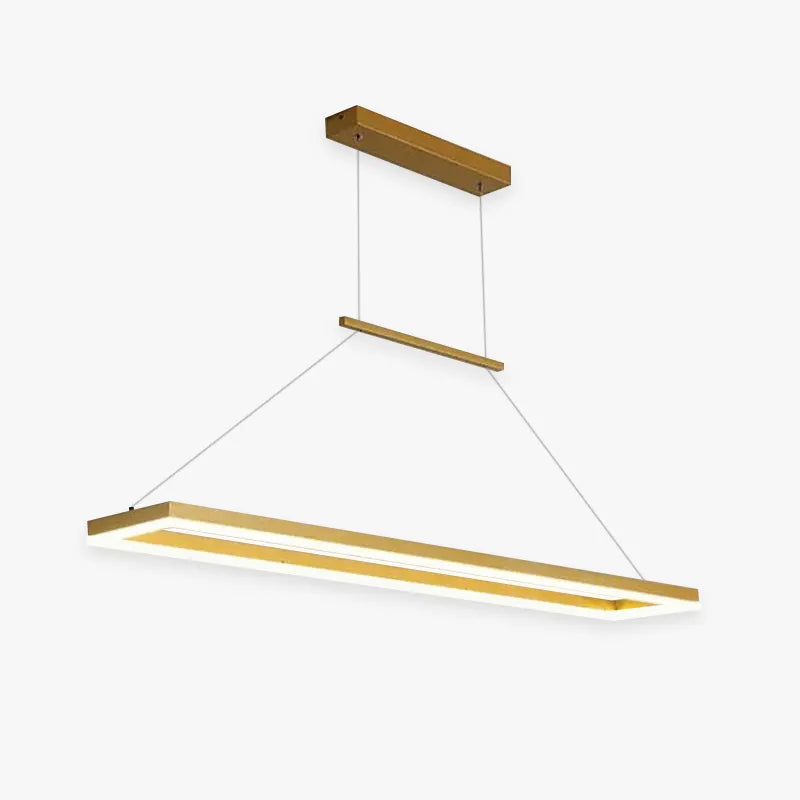 Freyza | Gloen moderne rechteckige goldfarbene Pendelleuchte – moderne Küche und Esszimmer
