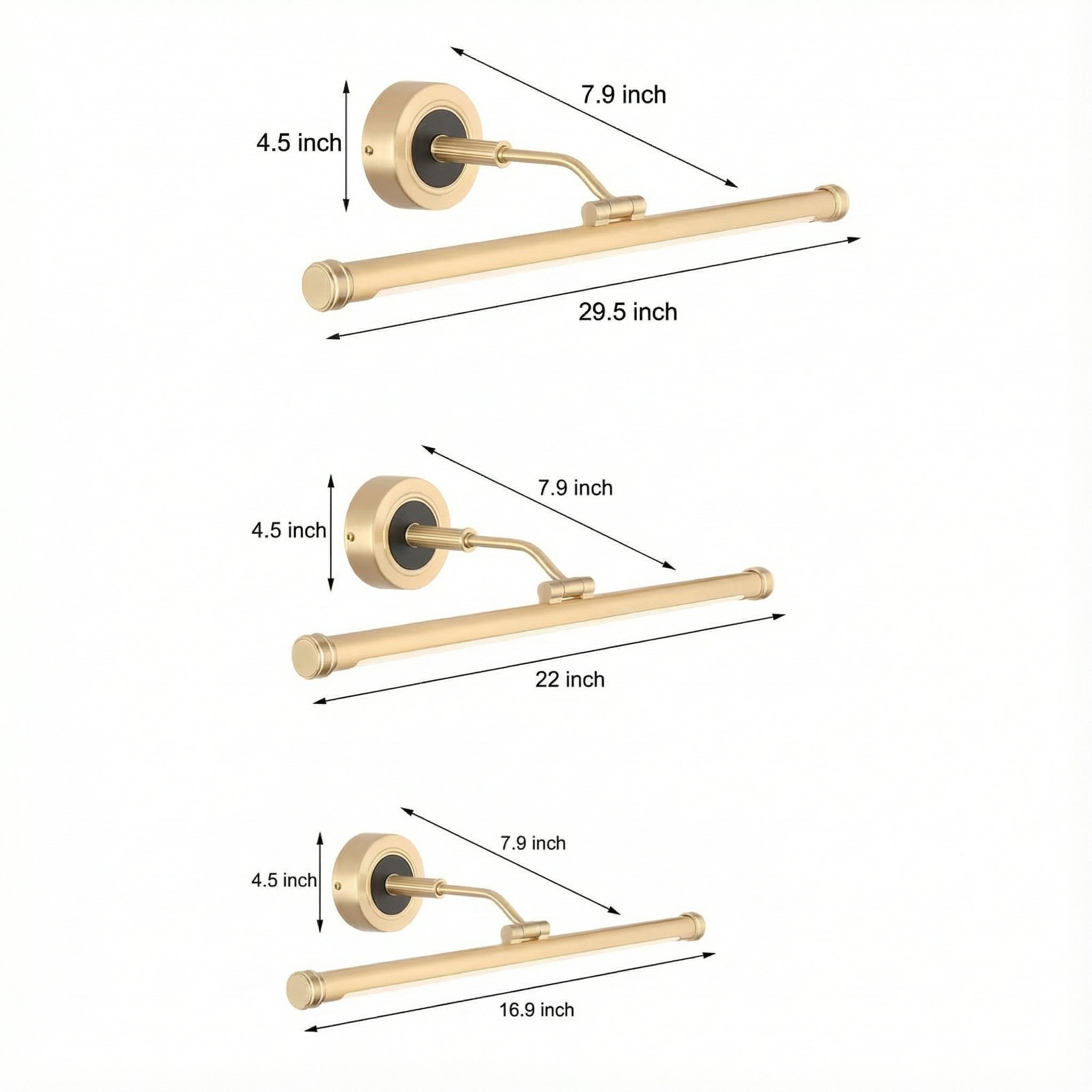 Freyza - LED Bathroom Vanity Light Minimalist Linear Wall Sconce Gold & Black 43-75cm 9-15W