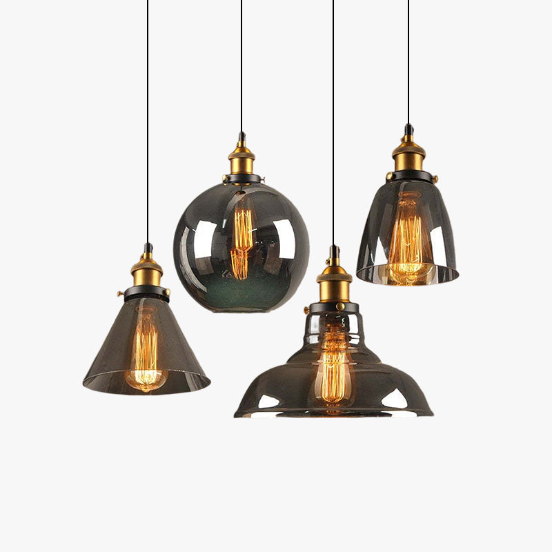 Freyza | June Industrial Glass Glass Pendant Light – Industrial Kitchen Dining Room
