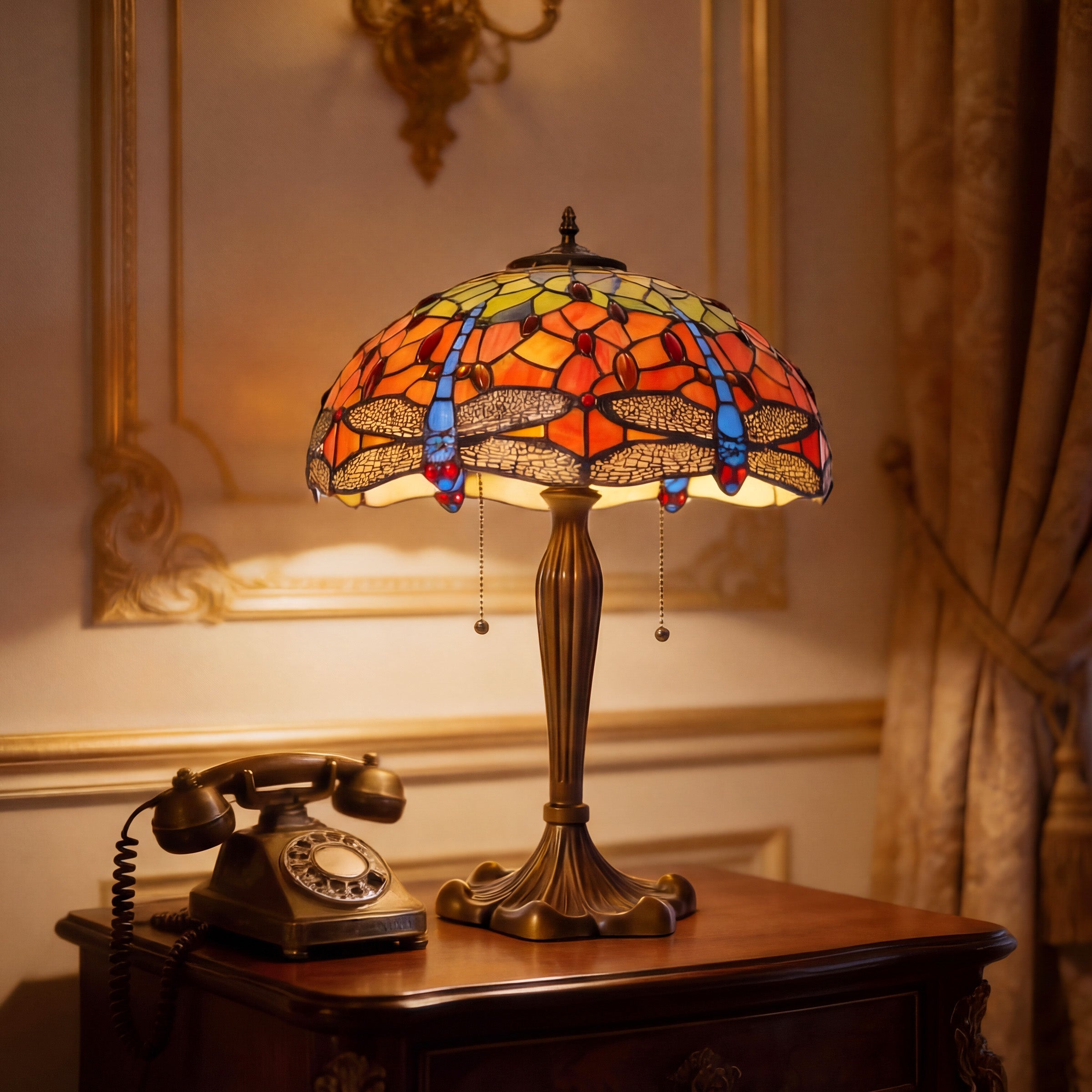 Luminara | Elegant Handcrafted Stained Glass Dragonfly Table Lamp 2