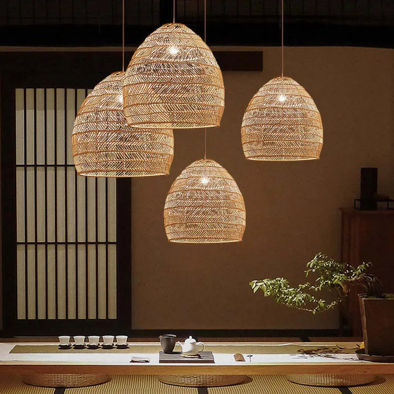 Freyza | Lian Rattan-Bambus-Rattan-Pendelleuchte – Küche, Esszimmer