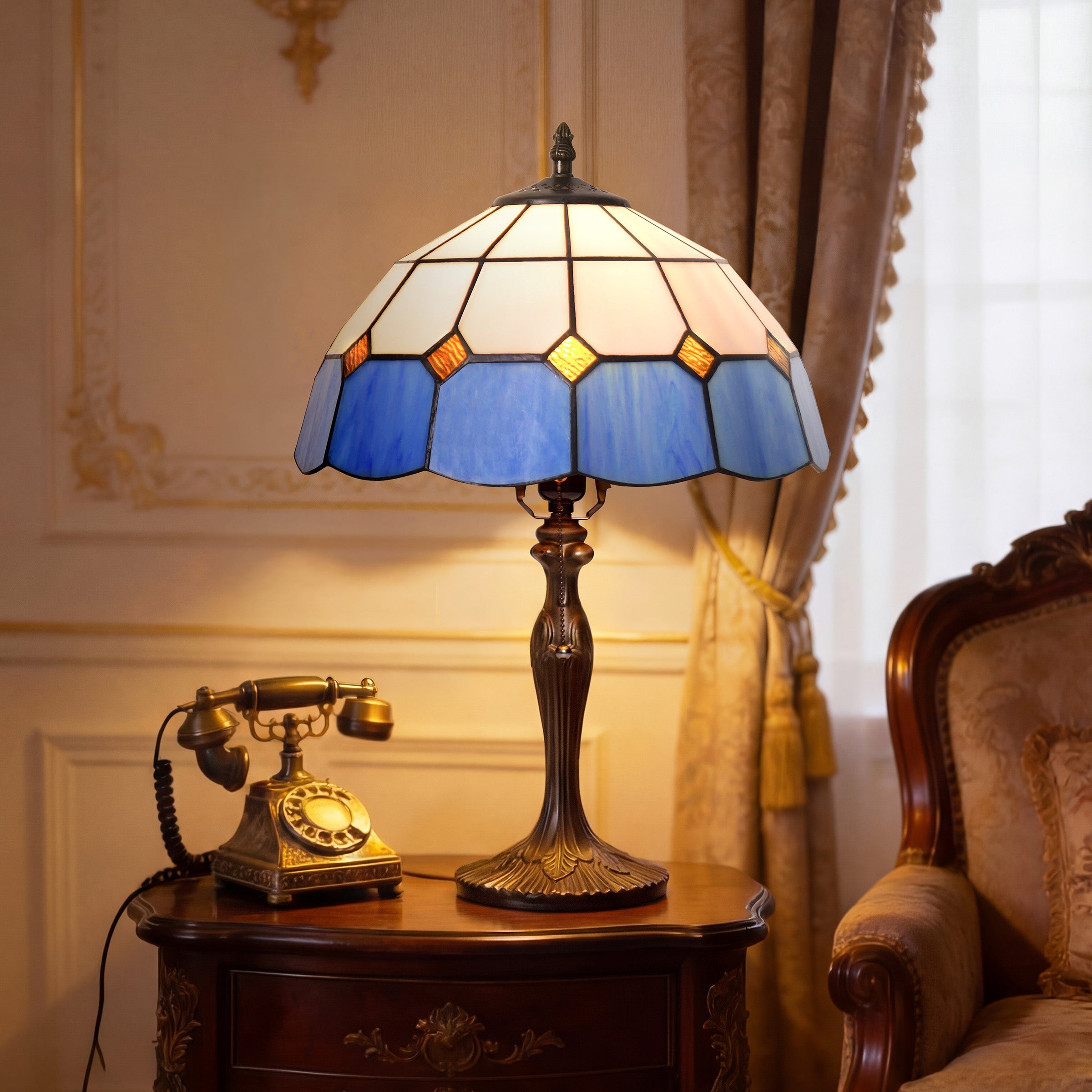 LuminaraCraft | Elegant Handcrafted Stained Glass Table Lamp 12