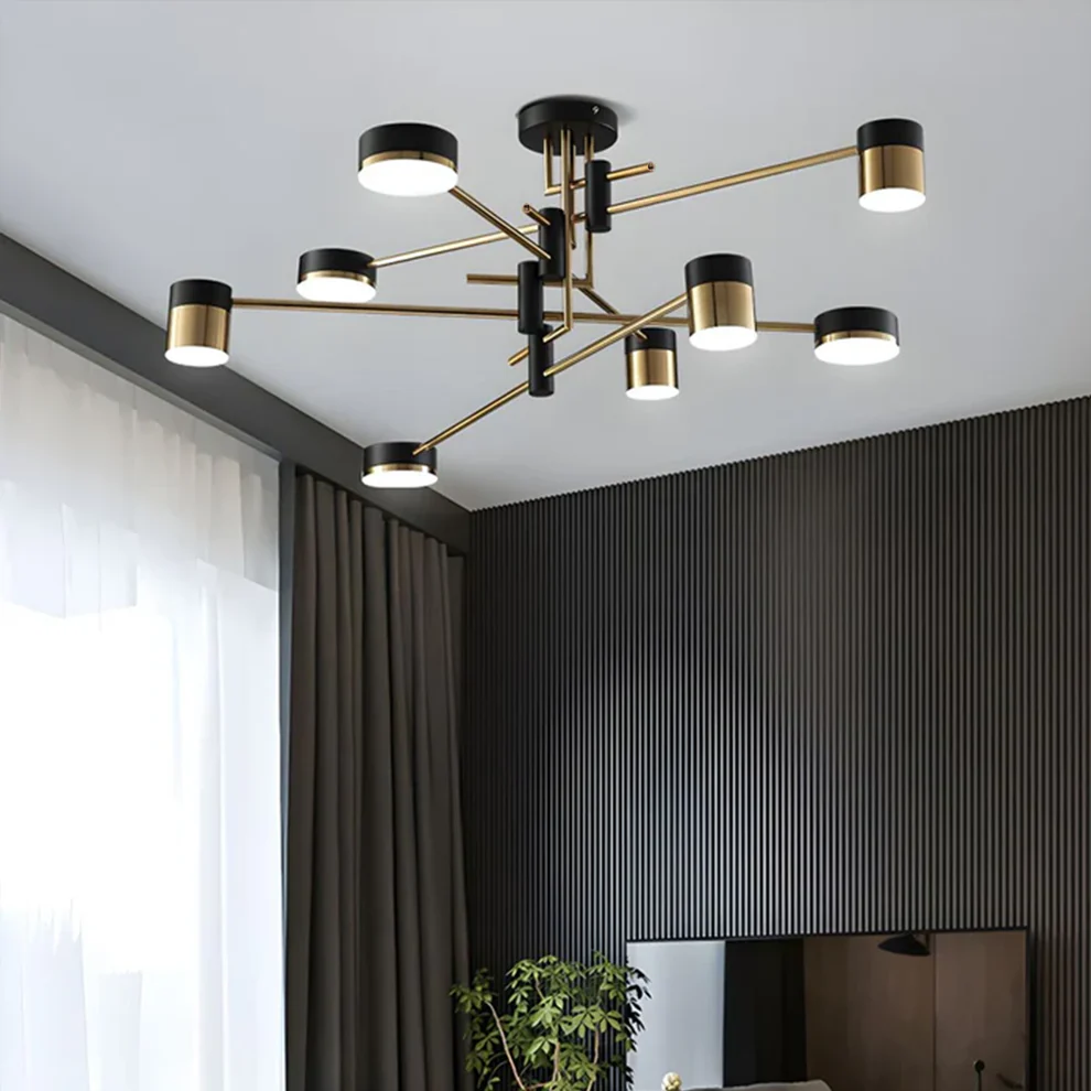 Freyza - Modern Black & Gold LED Ceiling Light | Flush Mount Fixture with 3 Colour Temperatures