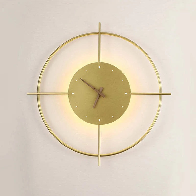 Freyza | Glint Modern Clock Black Gold Indoor Wall Light – Modern Bedroom Living Room