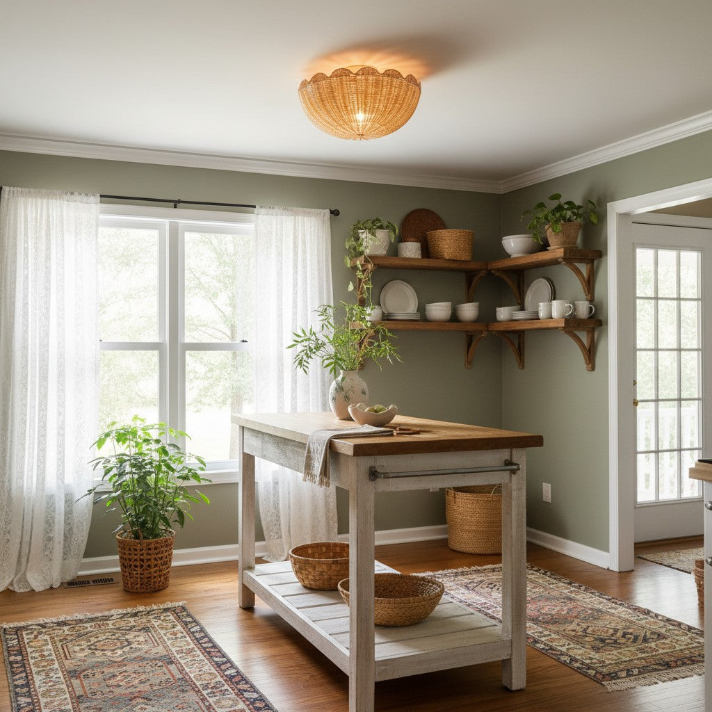 Freyza | Rattan-Deckenleuchte – Schlafzimmer, Wohnzimmer