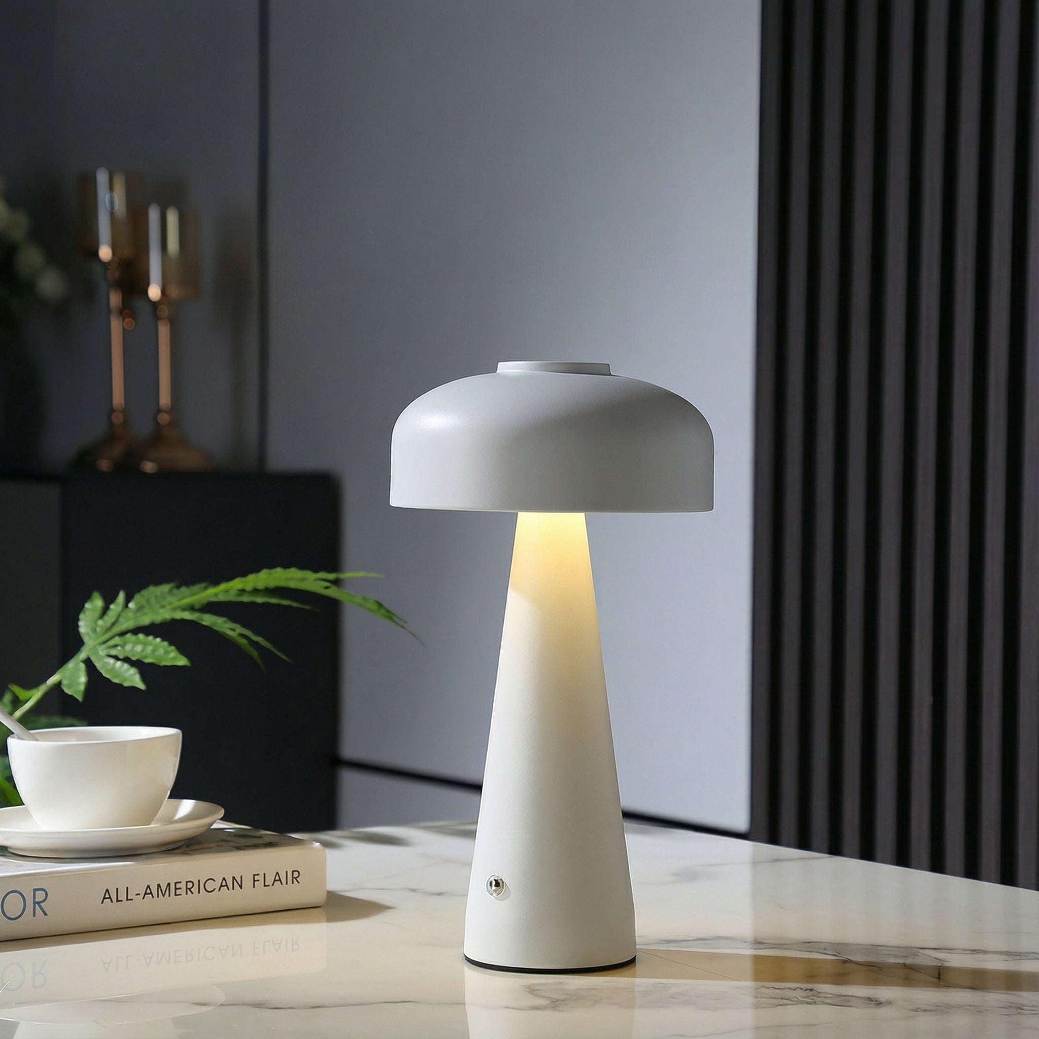 Freyza - Mushroom Table Lamp Cordless Rechargeable LED Touch Dimming Metal 27cm / 10.6in