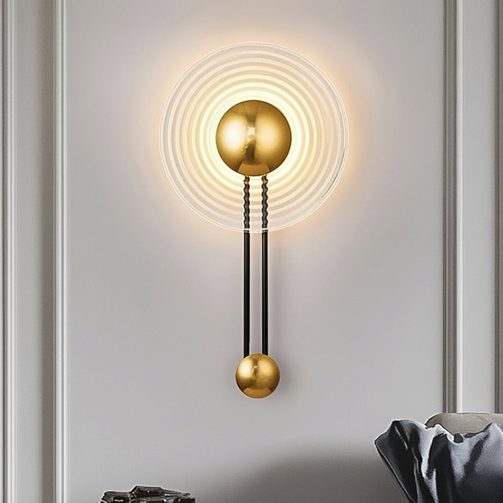 Freyza - Nordic Ripple Glass LED Wall Sconce – Modern Corrugated Circle Wall Light - Transparent/Amber