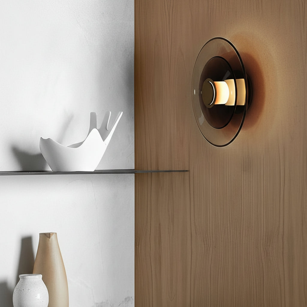 Freyza - LED Wall Sconce Light – Modern Round Nordic Double-Layered Glass (23x13cm / 9x5in)