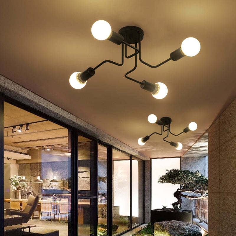 Freyza | Arisha – Plafonnier noir vintage moderne à montage affleurant pour chambre, couloir ou cuisine