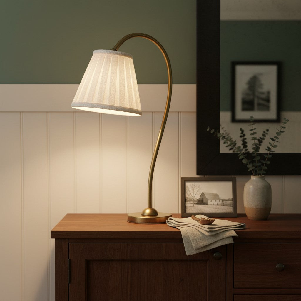 Freyza | Grace Messing Leinenlampenschirm Tischlampe