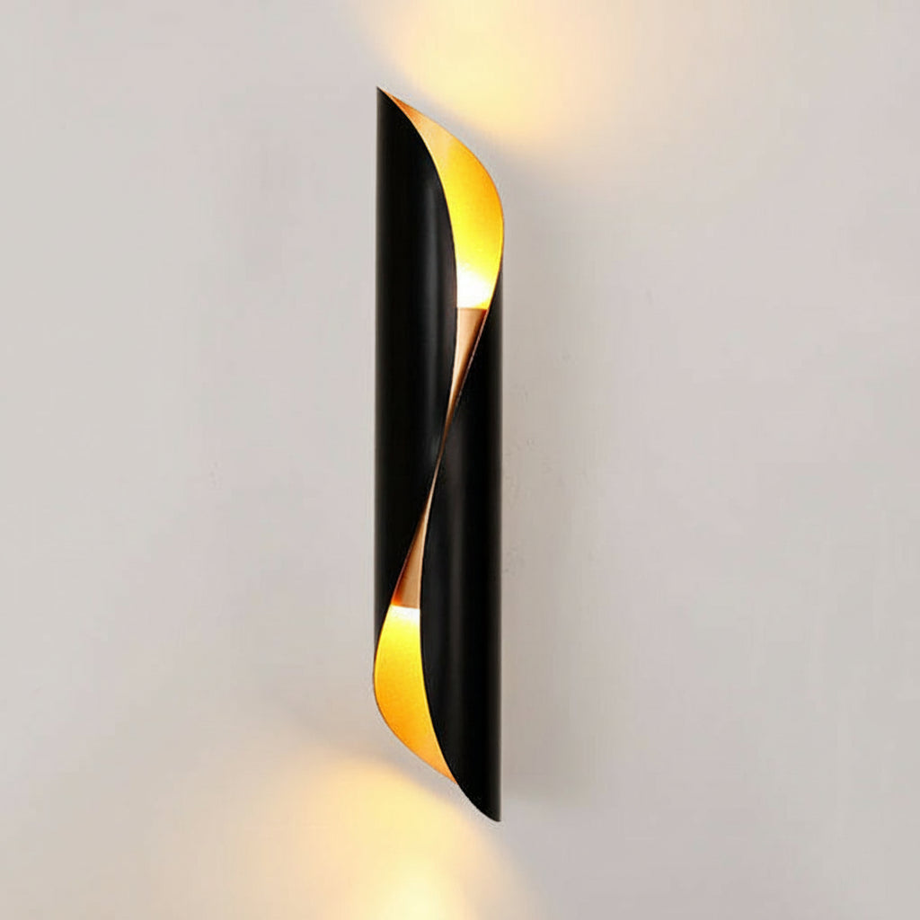 Freyza - Nordische Wandleuchte lineare Bogenform Eisen Schwarz Gold G9 50cm / 20in Industrieller Flur- und Nachttischlicht