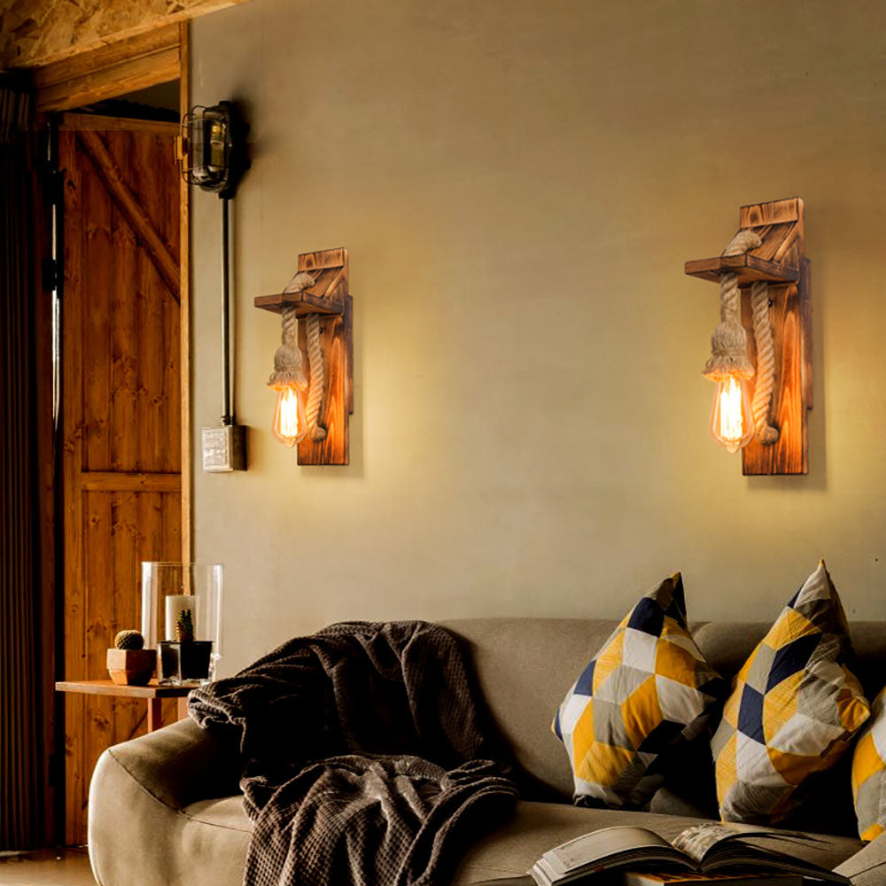 Freyza | Applique murale intérieure en bois – Chambre et salon vintage