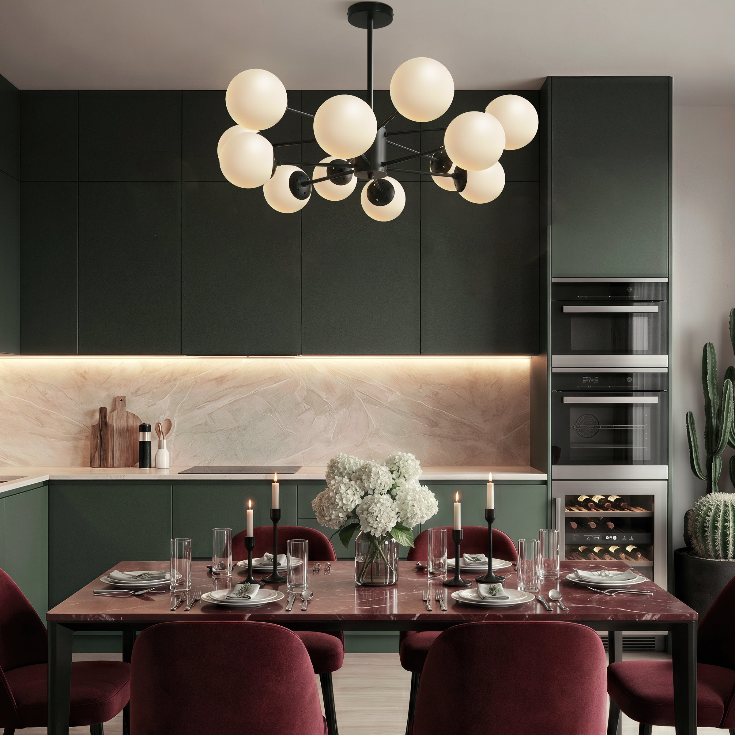 Freyza - Lightsin Cumulus - Modern Metal Chandelier Tubular Design Chandelier with LED White Shade