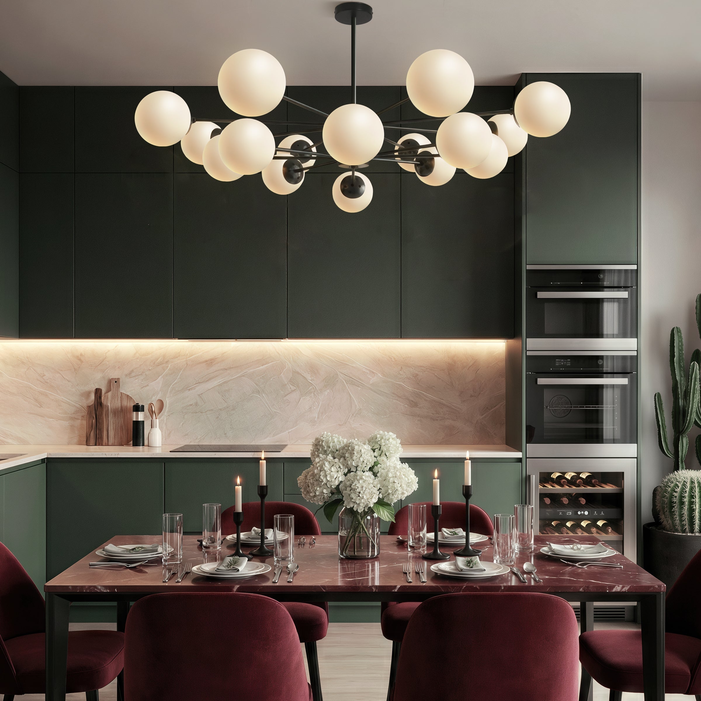 Freyza - Lightsin Cumulus - Modern Metal Chandelier Tubular Design Chandelier with LED White Shade