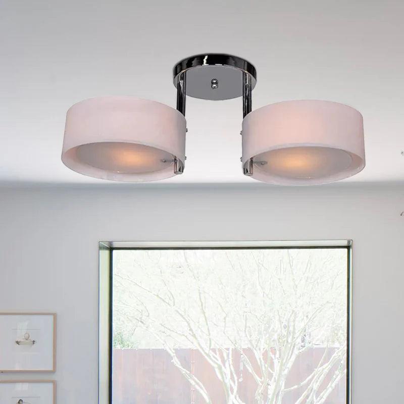 Freyza | Arisha Flush Mount White Glass Flush Mount Ceiling Light – Modern Bedroom Hallway Kitchen