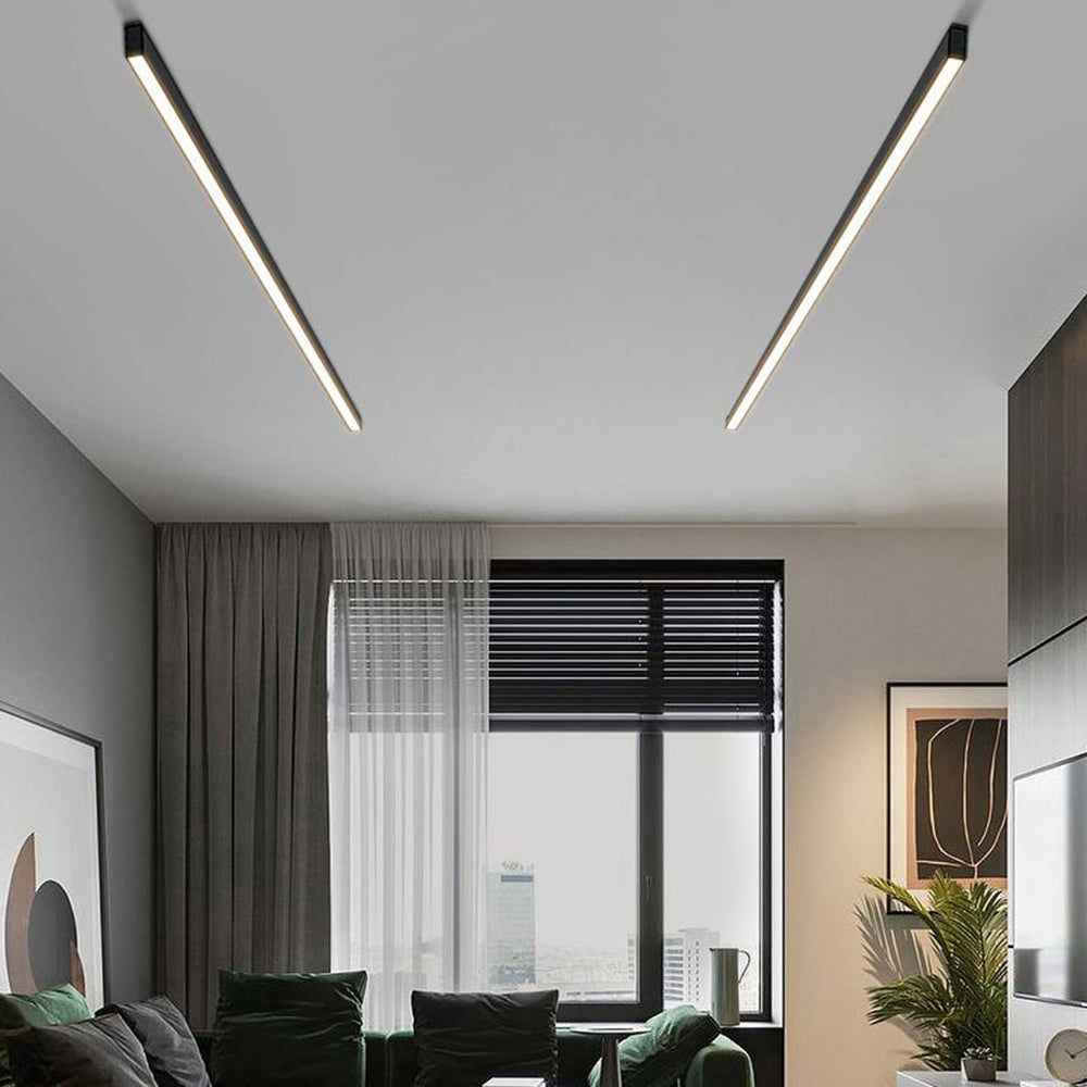 Freyza | Solin lineare schwarze Deckenleuchte zur flächenbündigen Montage – Schlafzimmer, Flur, Küche