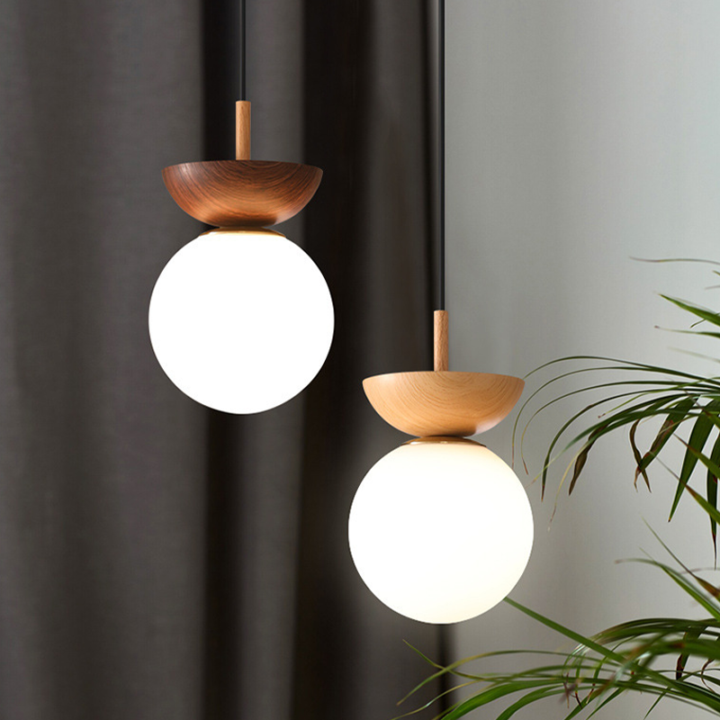 Freyza | Plafonnier affleurant en verre et bois – chambre, couloir, cuisine de style nordique