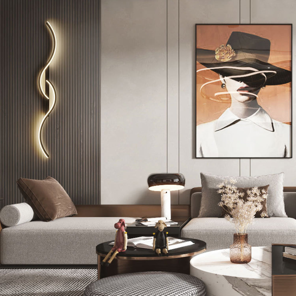 Freyza | Lumor Modern Linear Black Gold Indoor Wall Light – Modern Bedroom Living Room