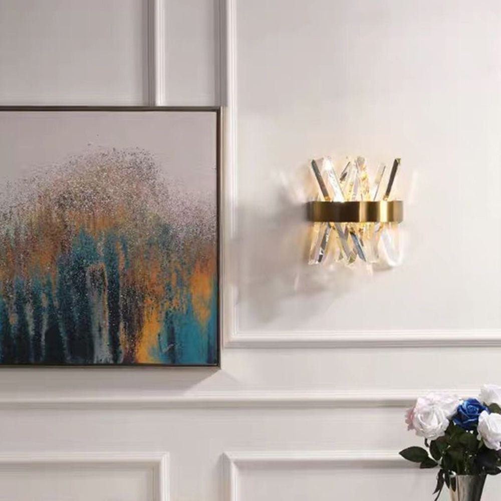 Freyza | Applique murale d’intérieur en cristal doré – chambre et salon