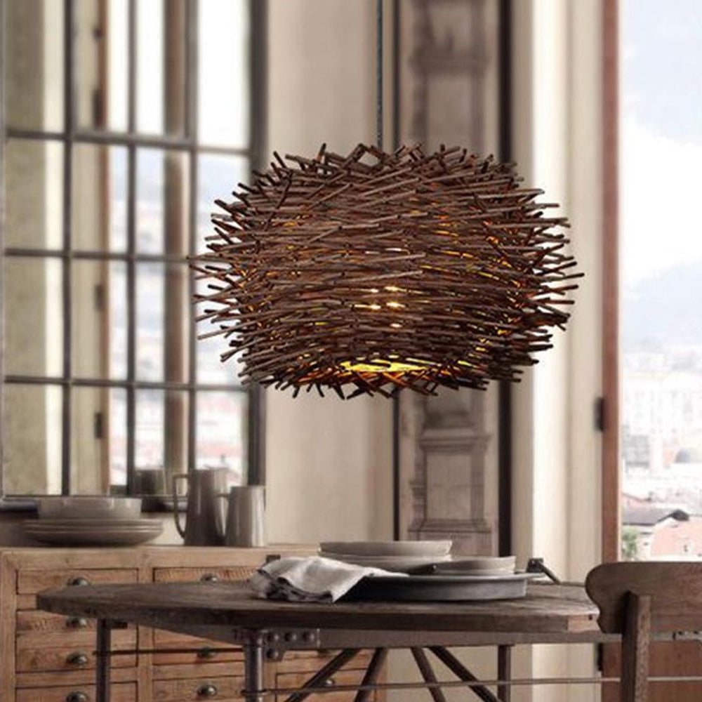 Freyza | Suspension en bois et rotin Muto en forme d’oiseau – Cuisine, salle à manger