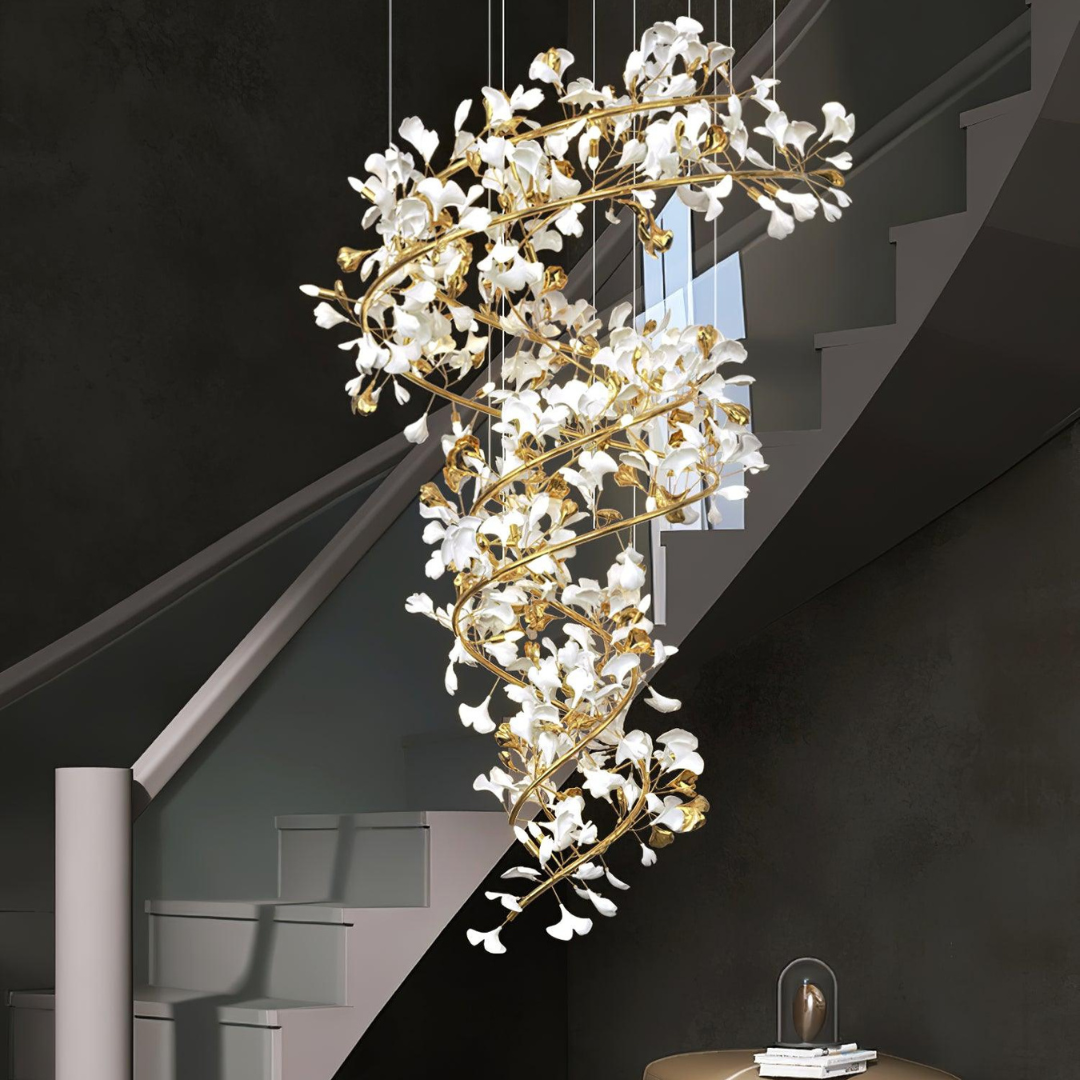 Freyza | Lustre moderne en céramique dorée Olivia – Salle à manger et salon modernes