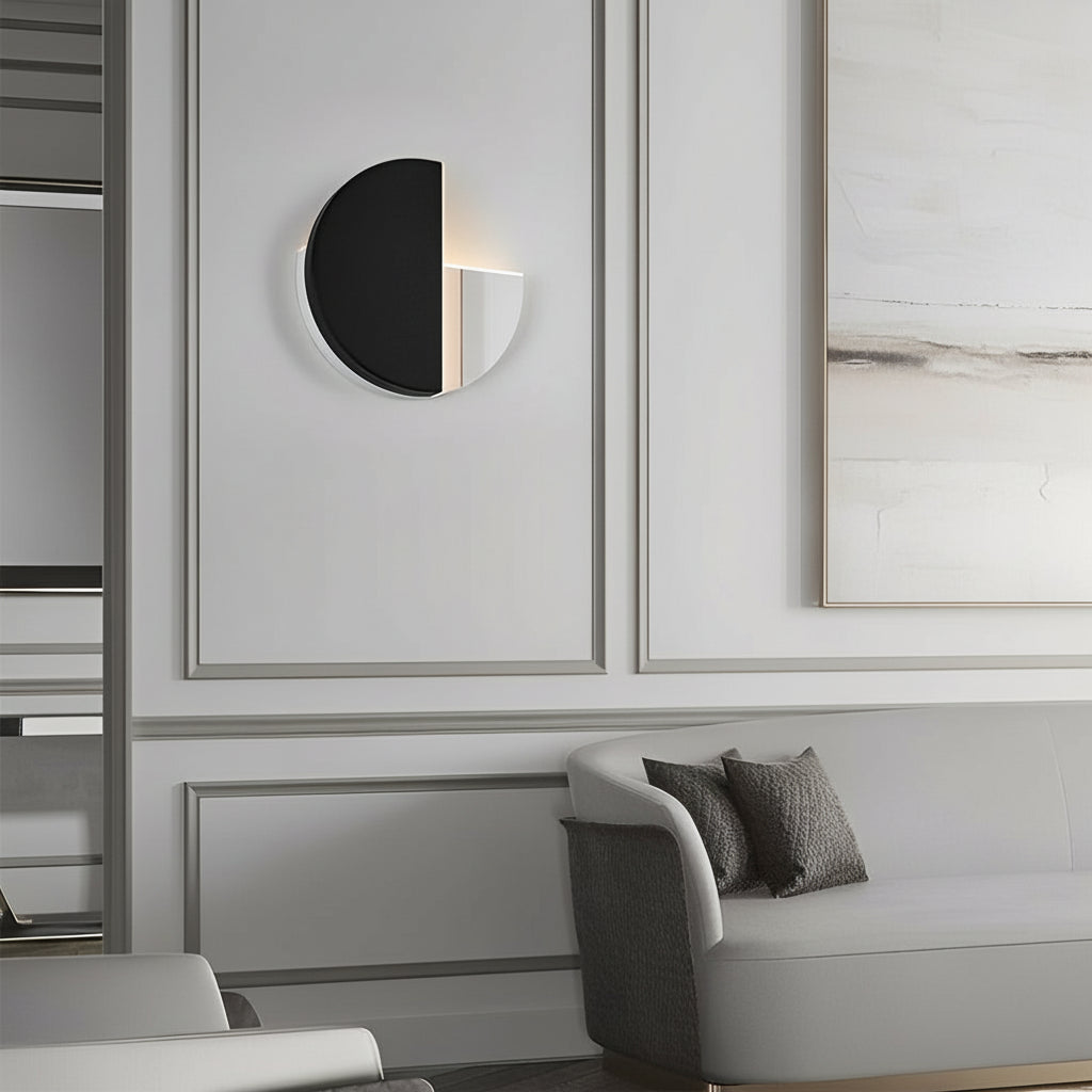 Freyza - LED Wall Sconce – Circular 350° Rotatable Black Acrylic (Integrated LED & 23cm)