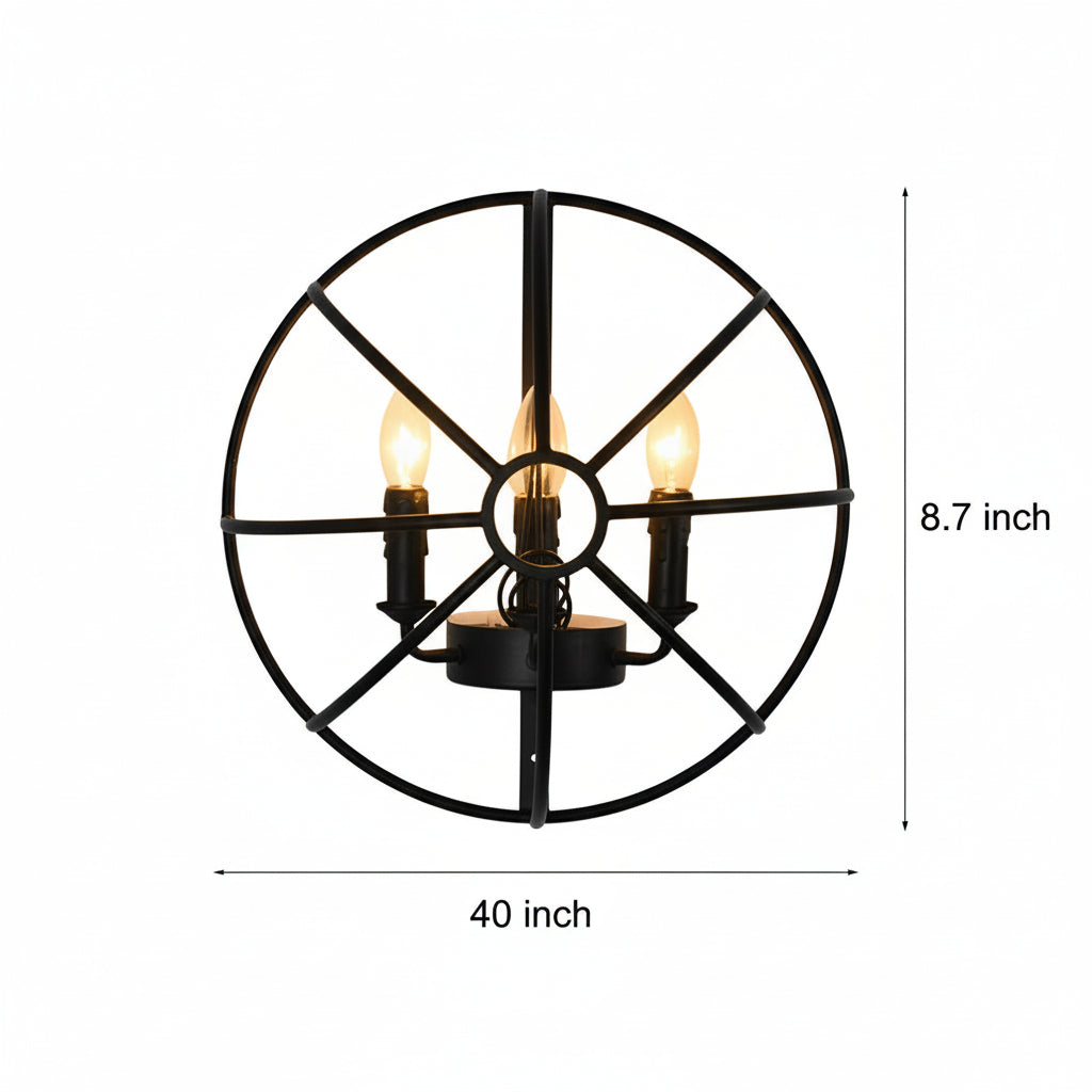 Freyza - LED Wall Sconce Light – Hemispherical Iron Black 3-Light (40x22cm / 15.7x8.7in)