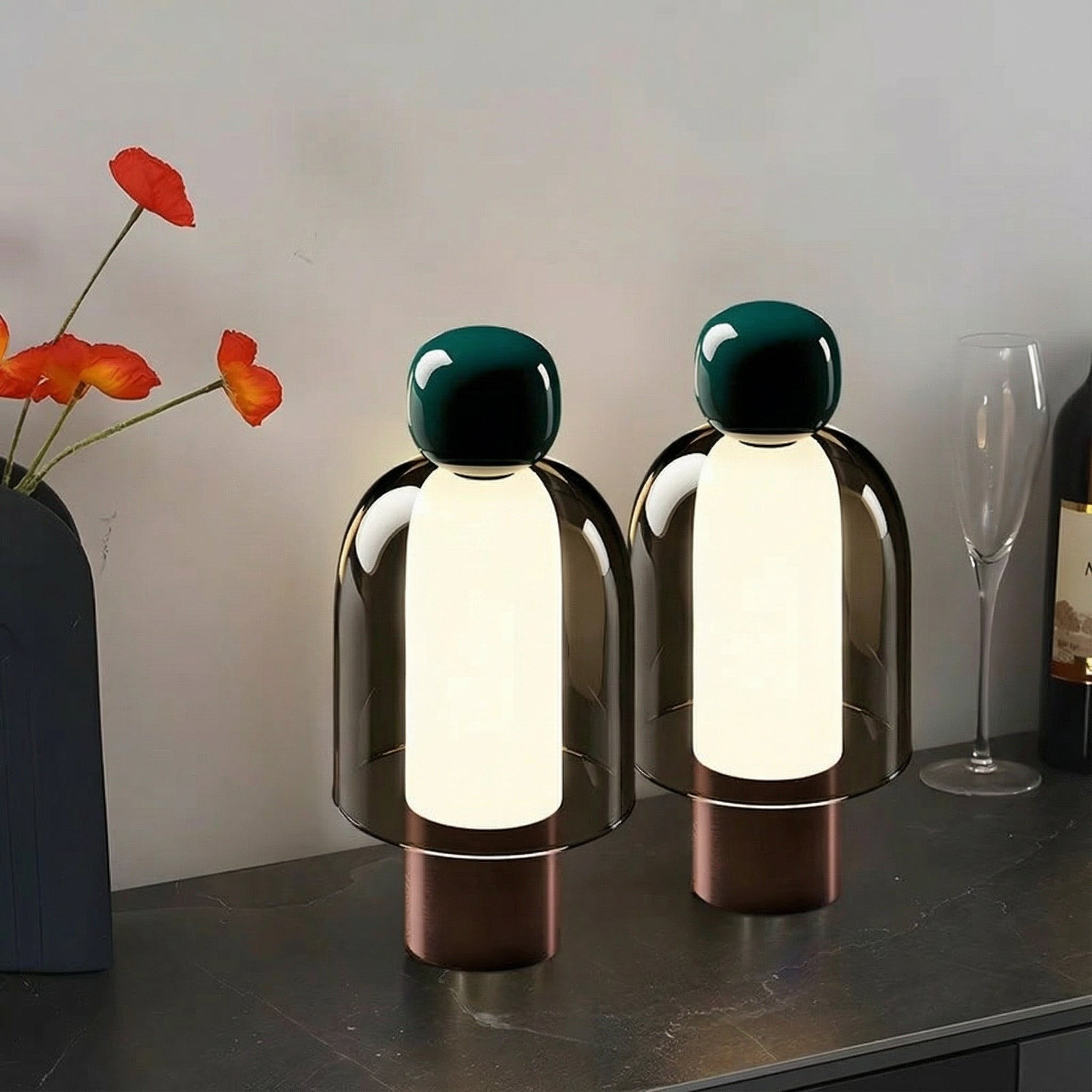 Freyza - LED Table Lamp Nordic Glass Portable Dimmable Cordless 34cm / 13.4in