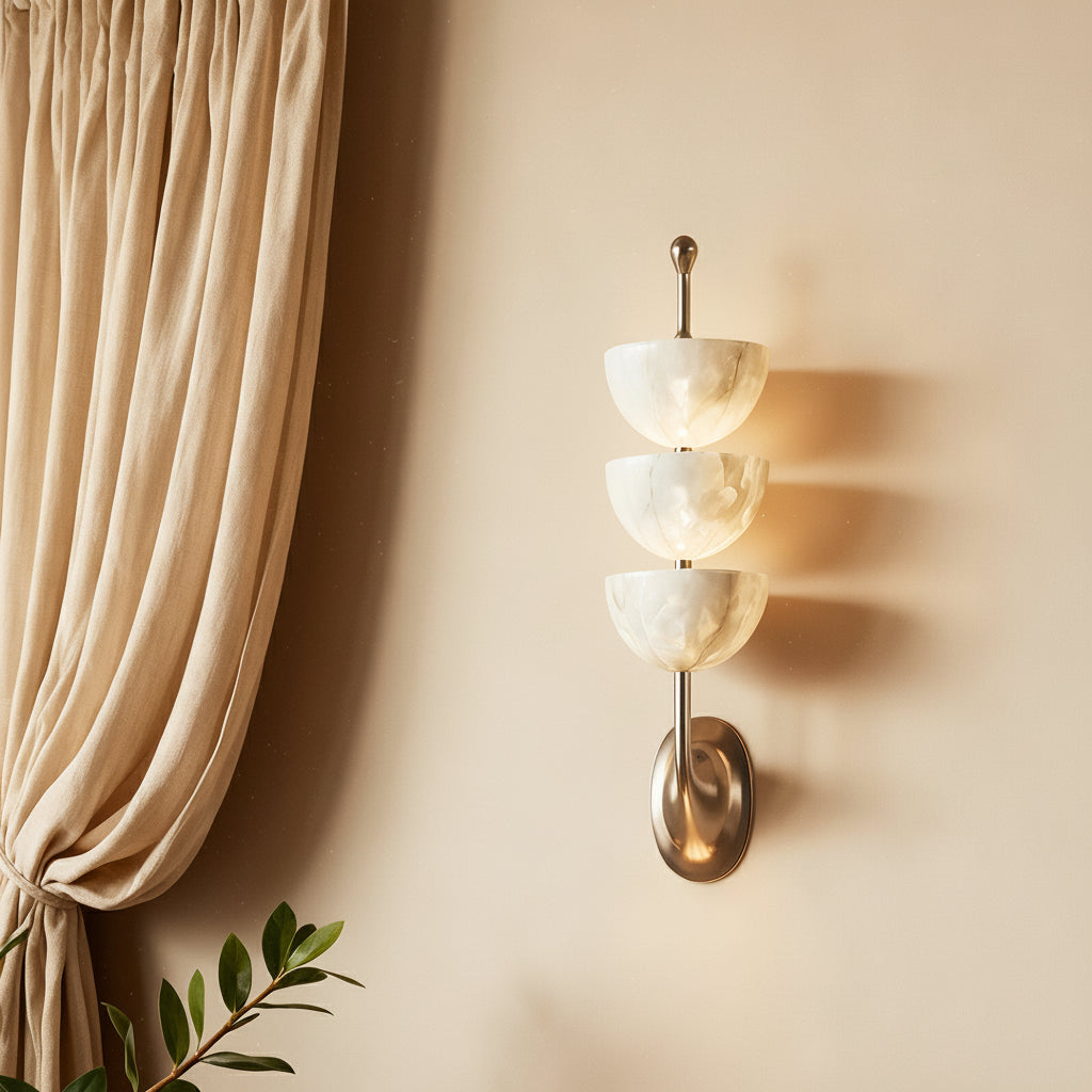 Freyza - LED Wall Sconce – Modern Minimalist Marble Copper Brass (40x12cm / 15.7x4.7in)