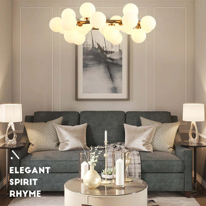 Freyza | Lustre en verre doré – Salle à manger, salon