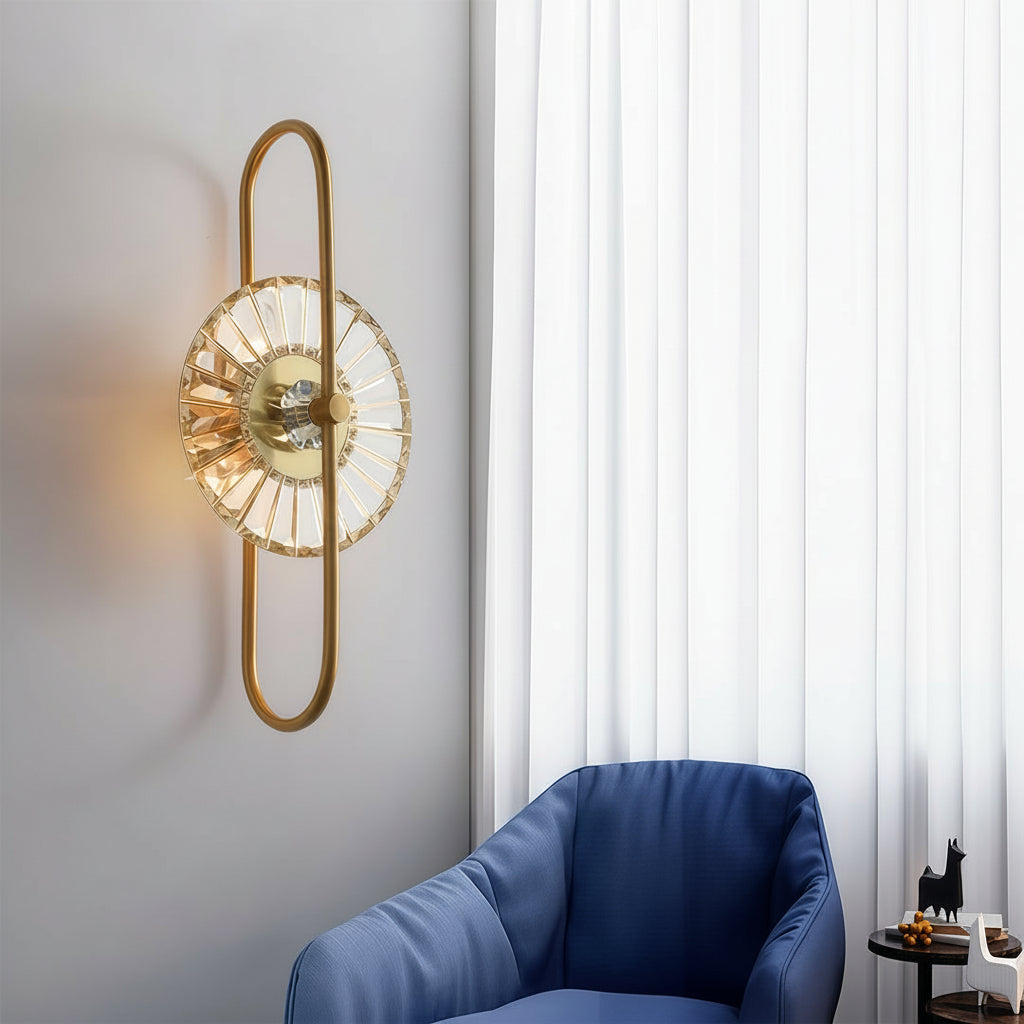 Freyza - LED Wandleuchte – Art Deco Kristall Gold Eisen E14 (25x63cm)