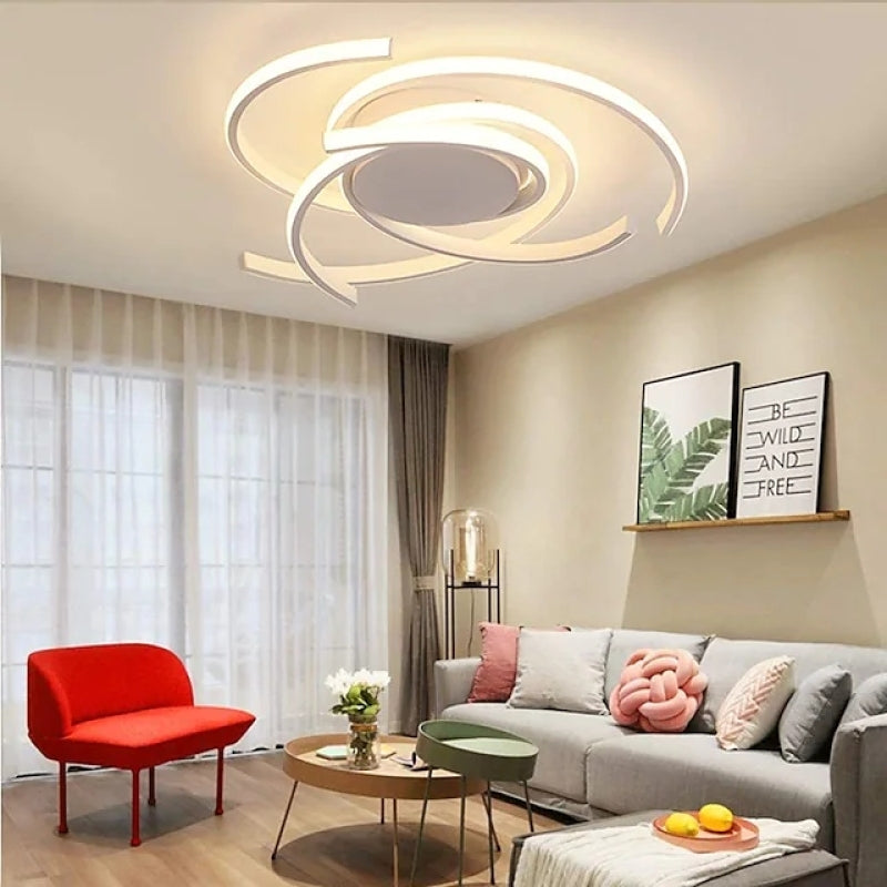 Freyza | Plafonnier affleurant noir et blanc à plusieurs lumières – Moderne pour chambre, couloir et cuisine