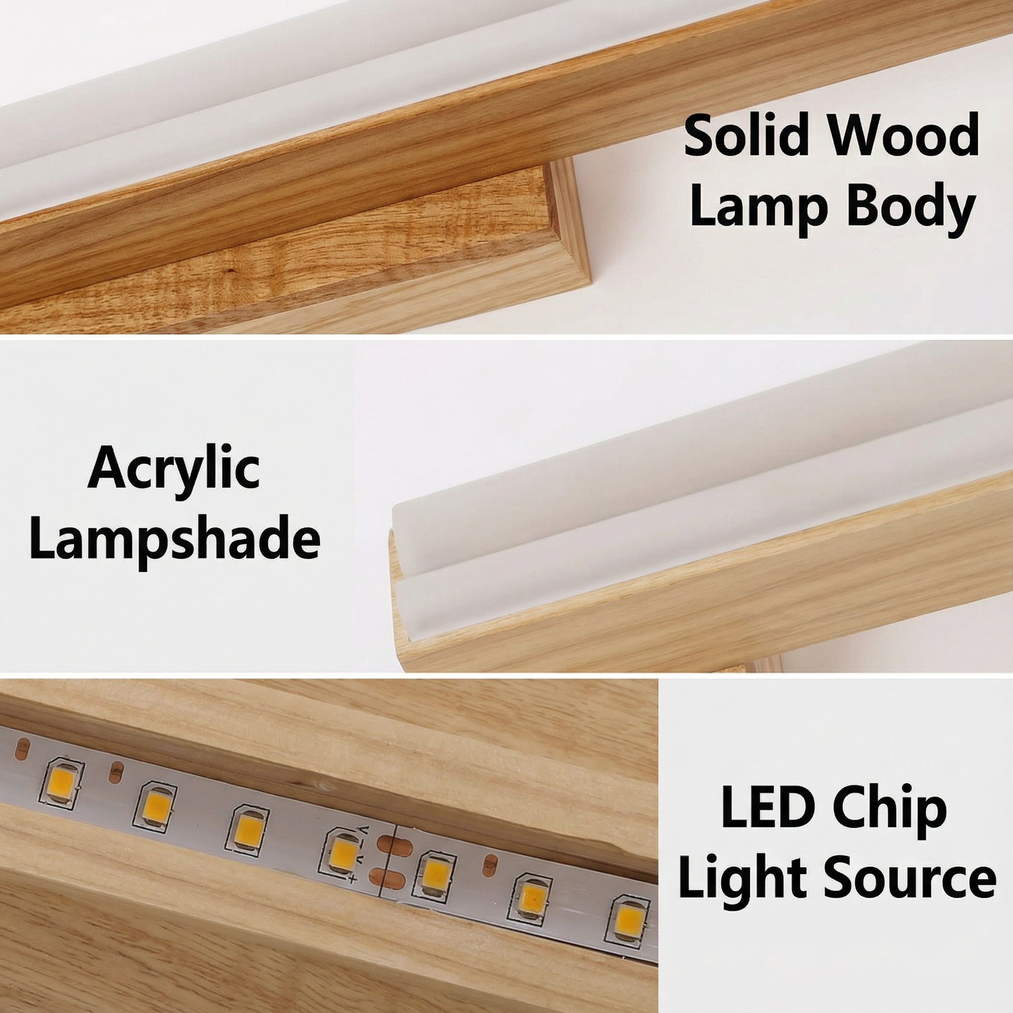 Freyza - Wall Light Modern Nordic LED Natural Wood Acrylic Vanity Mirror 40cm