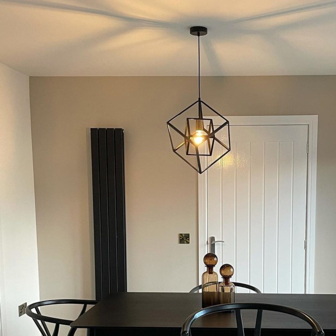 Freyza - Alessio Matte Black and Gold Cube Pendant Ceiling Light