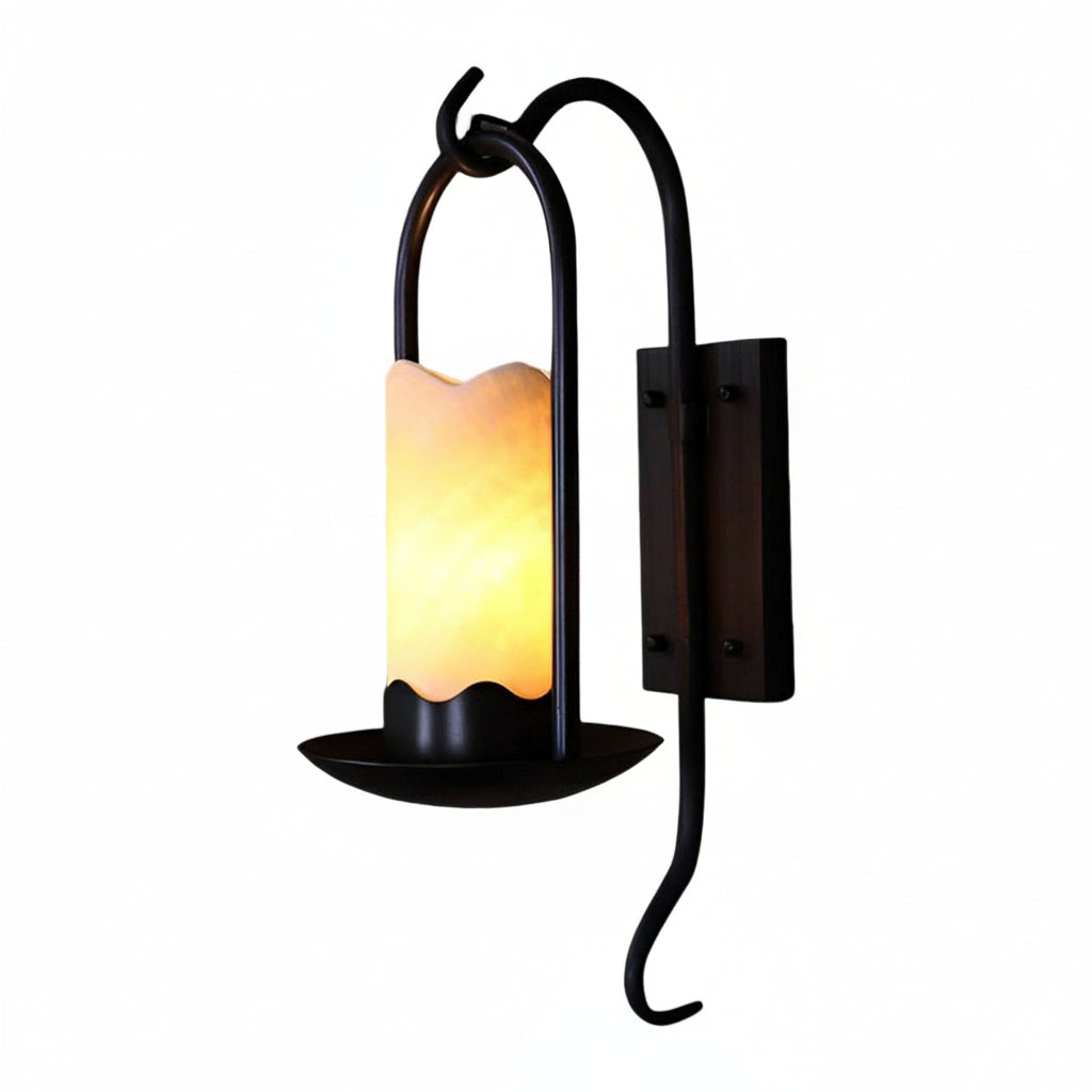 Freyza - LED Wall Sconce Light – Modern Candlestick Iron Marble Texture (50x18cm / 20x7in)