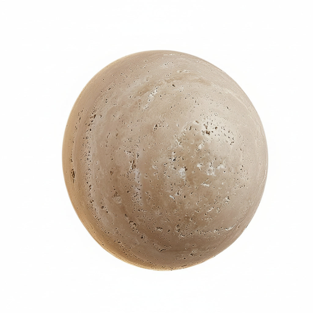 Freyza - Travertine Stone Wall Sconce – Japanese Wabi-Sabi Round LED Wall Lamp (15W, Warm White)