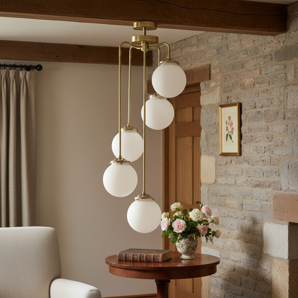 Freyza | Brass Glass Chandelier – Dining Room Living Room