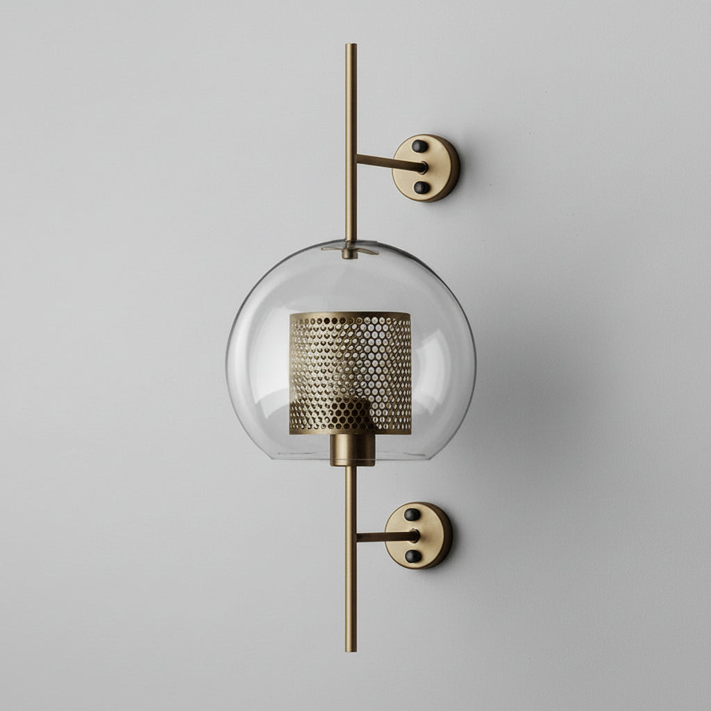 Freyza - Industrial Wall Sconce – Retro Glass Tank Antique Bronze Corridor Light (Clear Glass & 15-46cm)
