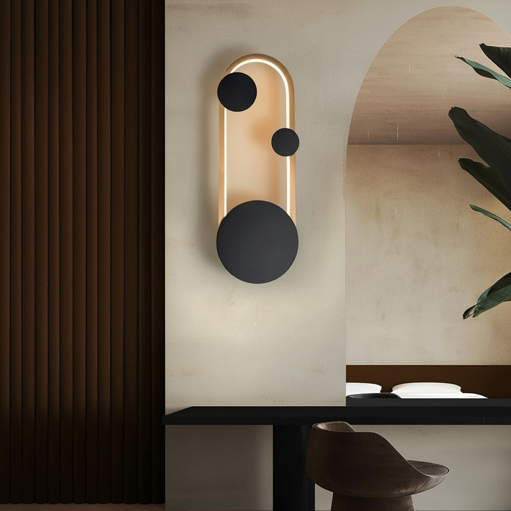 Freyza - LED Wall Sconce – Nordic Geometric Round Oval Iron Acrylic (3-Step Dimming & 13-40cm)