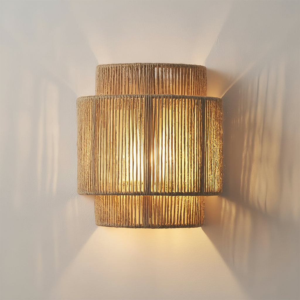 Freyza - LED Wall Sconce Light – Japanese Wabi-Sabi Hemp Rope (25x23cm / 9.8x9in)