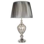 Freyza – Table Lamp | Grey Fabric Shade with Brushed Nickel Base Indoor Lighting Fixture