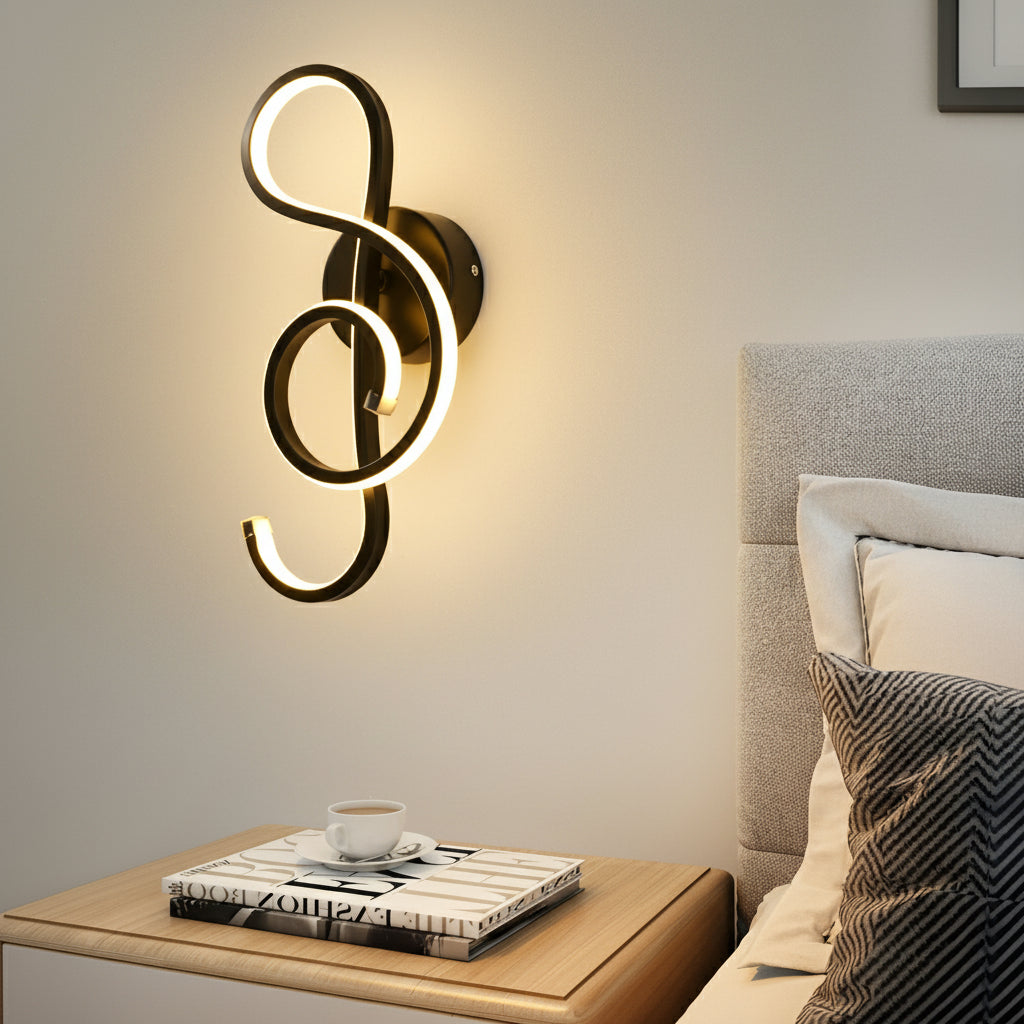 Freyza - Musical Note LED Wall Sconce – Modern Artistic Music Decor Wall Lamp (Black/White)