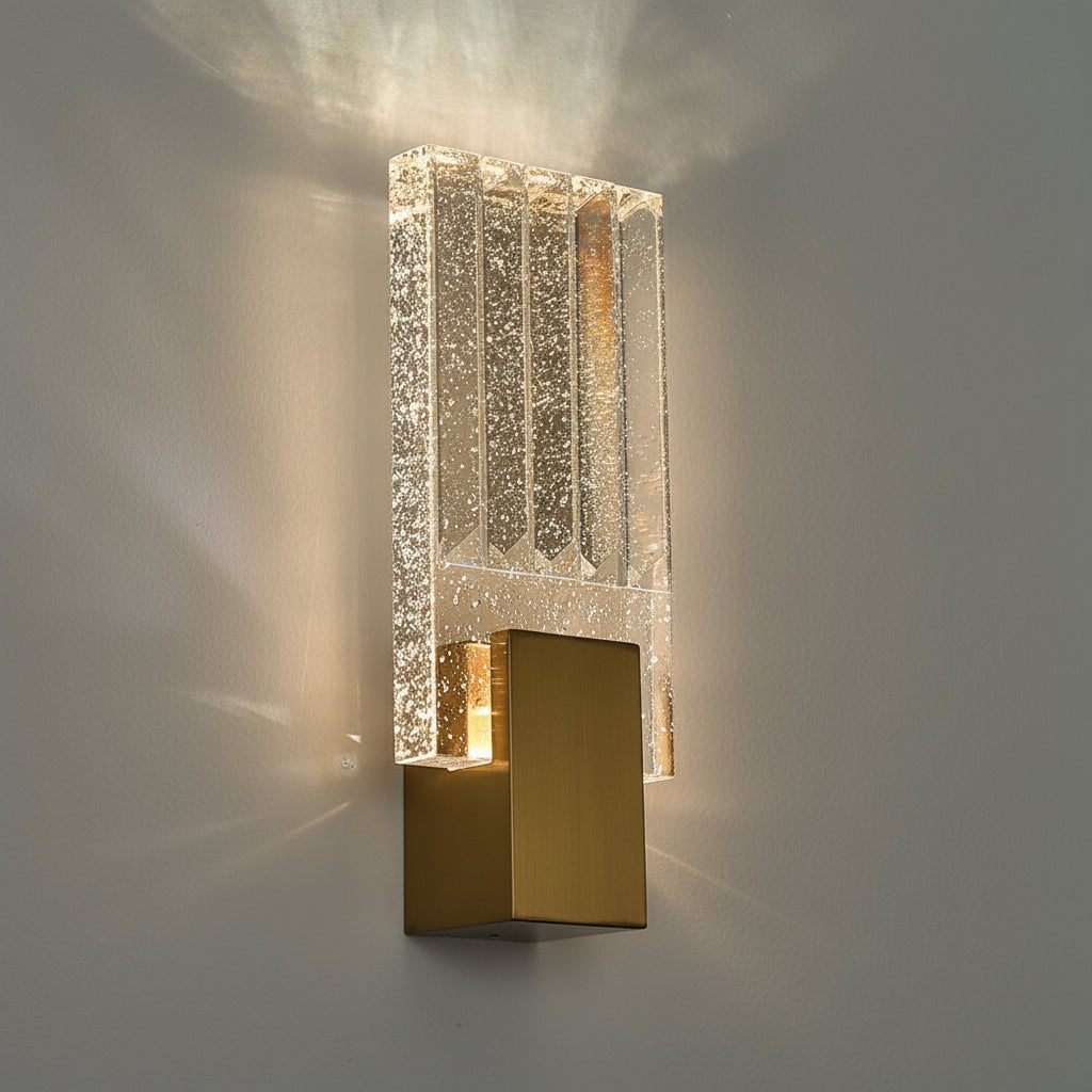 Freyza - LED Wall Sconce Light – Postmodern Crystal Gold Stainless Steel (33x13cm / 13x5in)