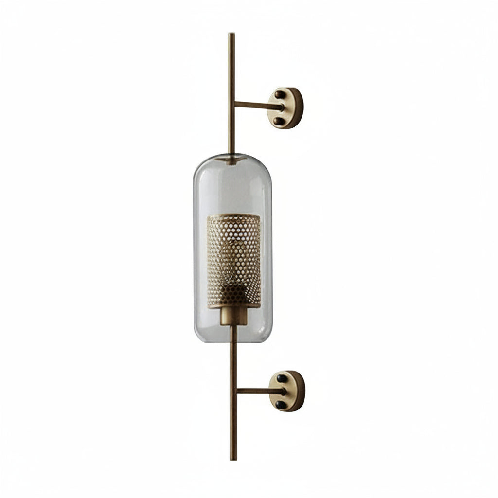 Freyza - Industrial Wall Sconce – Retro Glass Tank Antique Bronze Corridor Light (Clear Glass & 15-46cm)