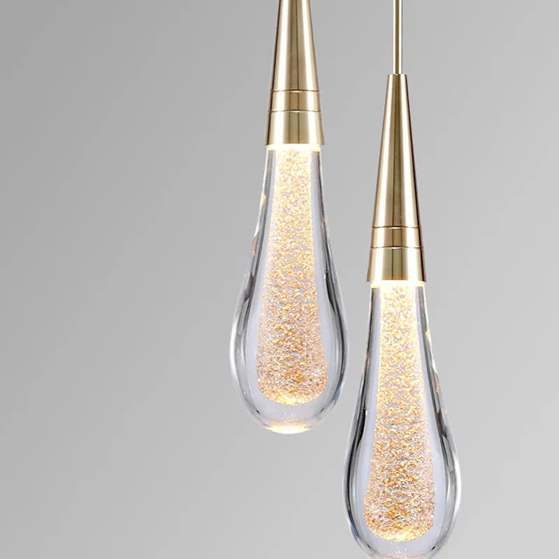 Freyza | Suspension Kristy en verre doré avec cristaux – Luminaire pour cuisine et salle à manger