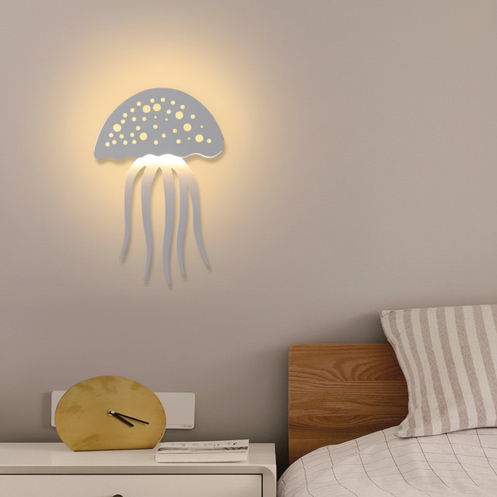 Freyza - Modern Jellyfish LED Wall Sconce – Creative Acrylic Nursery Wall Lamp (10W, White)
