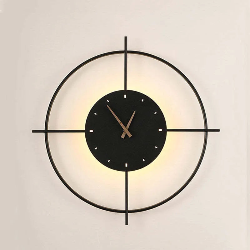 Freyza | Glint Modern Clock Black Gold Indoor Wall Light – Modern Bedroom Living Room