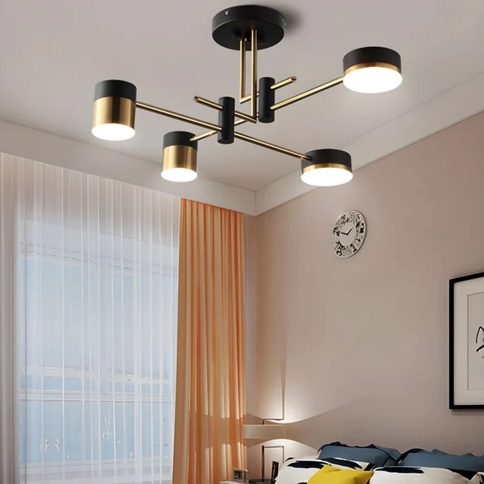 Freyza - Modern Black & Gold LED Ceiling Light | Flush Mount Fixture with 3 Colour Temperatures