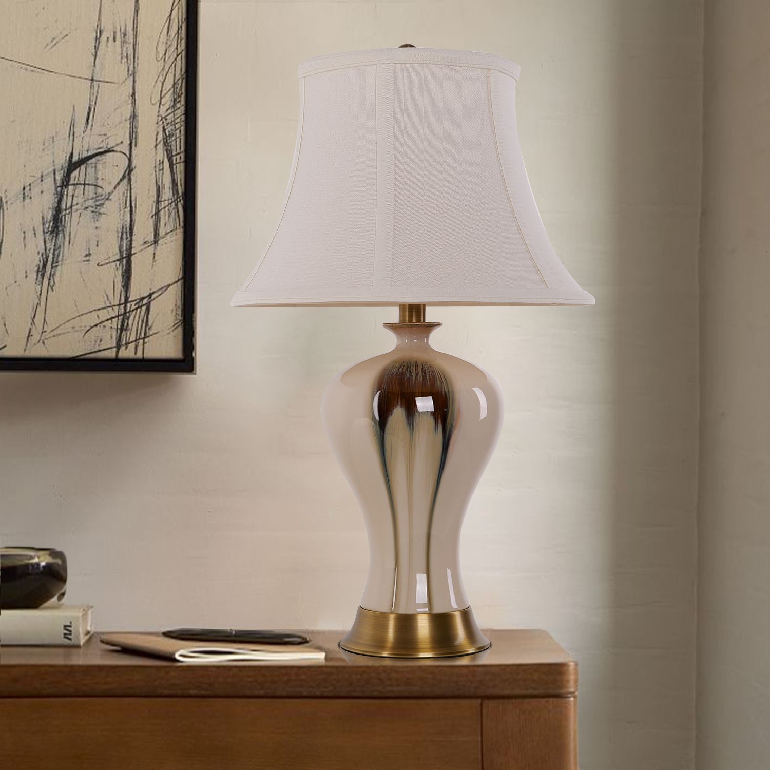 Ceramica | Elegant Black Gold Gradient Vase Table Lamp 5